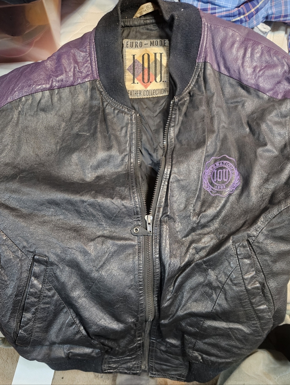 Mens IOU International Legend Leather Bomber Jacket